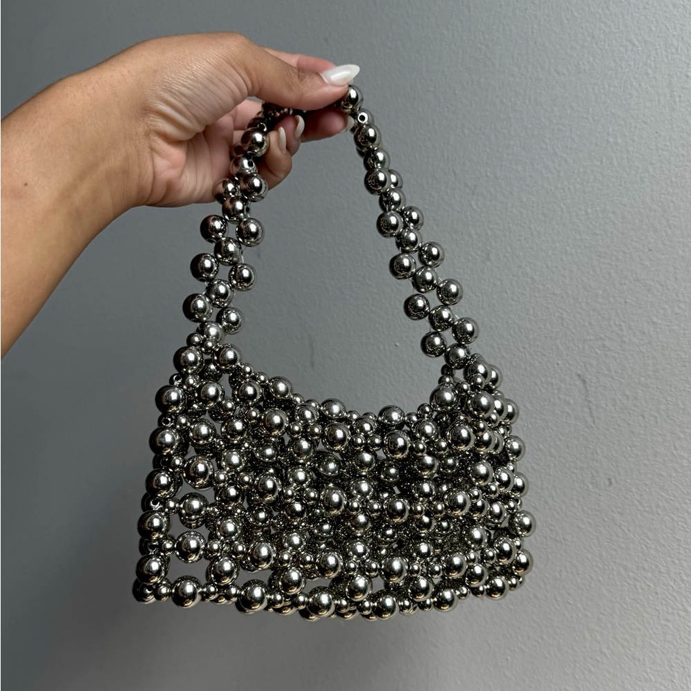 Silver bead handbag